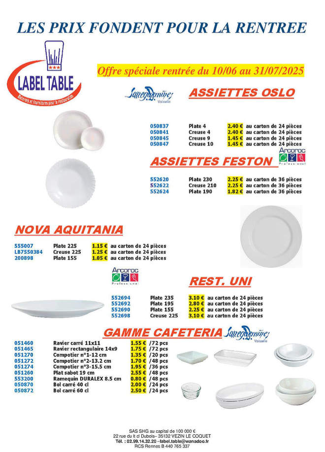 Label Table, promo de rentrée 2025